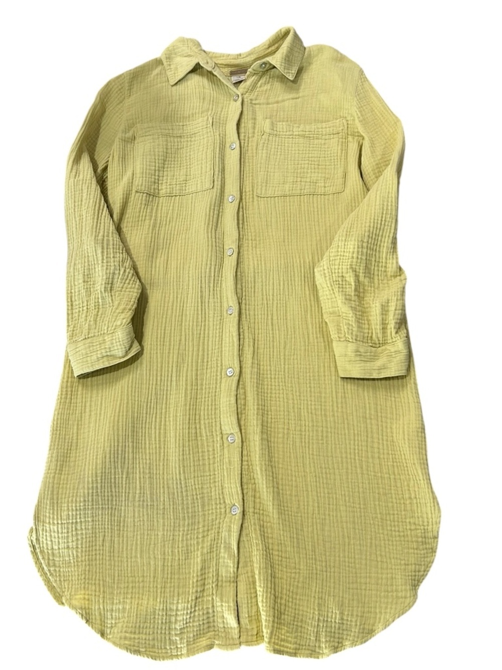 Magaschoni Cotton Gauze Shirt Dress Long Sleeves Organic Cotton Size Large - Picture 2 of 11